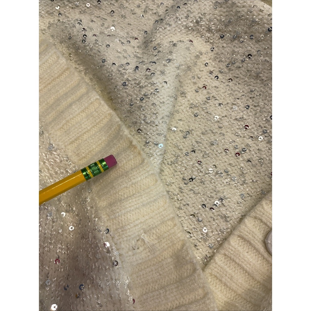 OLIVIA RUBIN Cream Mika Oversize Cardigan Sequin Rhinestone Size M *Flaw* - Picture 10 of 15